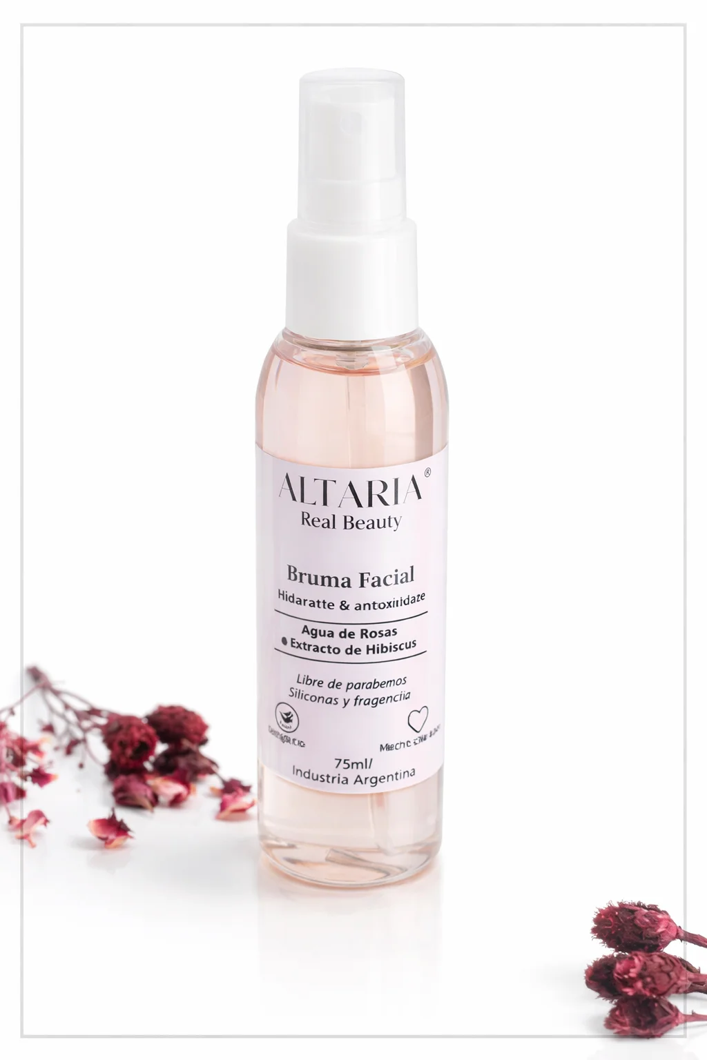 Bruma facial de rosas e hibiscus hidratante y tonificante Altaria