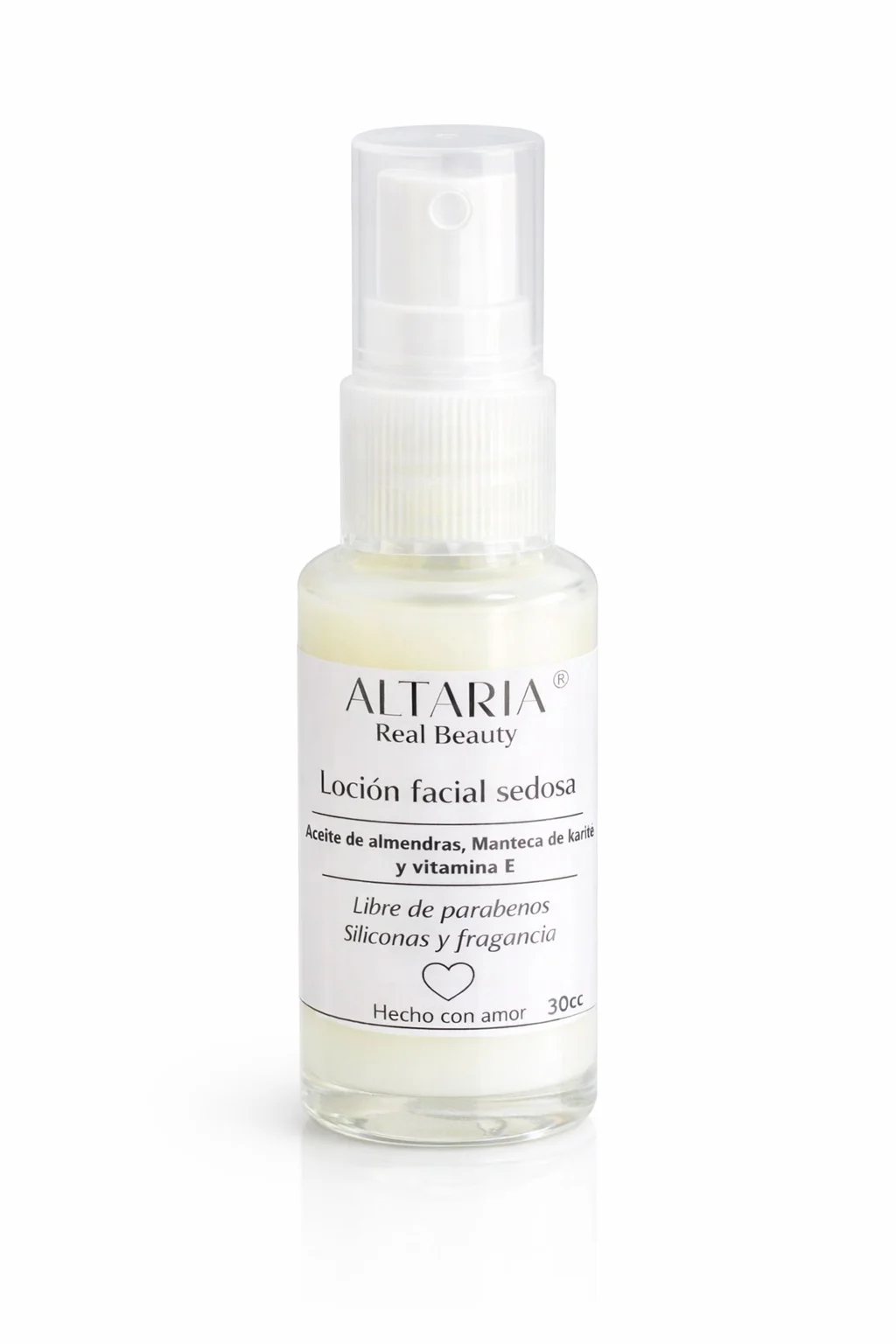 Loción facial sedosa natural sin parabenos para piel sensible Altaria