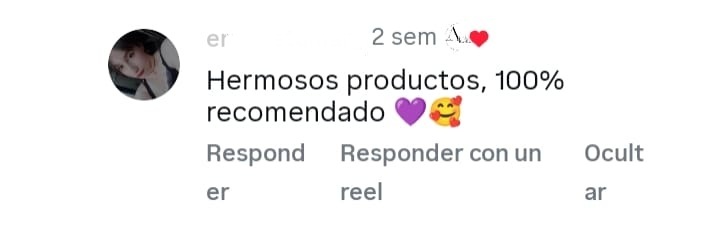 Testimonio de usuaria de Instagram: Hermosos productos, 100% recomendados ❤️🥰.