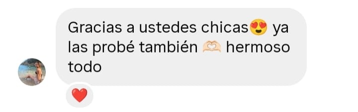 Testimonio de usuaria de Instagram: Gracias a ustedes chicas 😍 ya las probé también 🫶 hermoso todo.