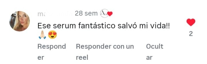 Testimonio de usuaria de Instagram: Ese serum fantástico salvó mi vida!! 🙏😍.